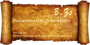 Balassovich Zseraldin névjegykártya
